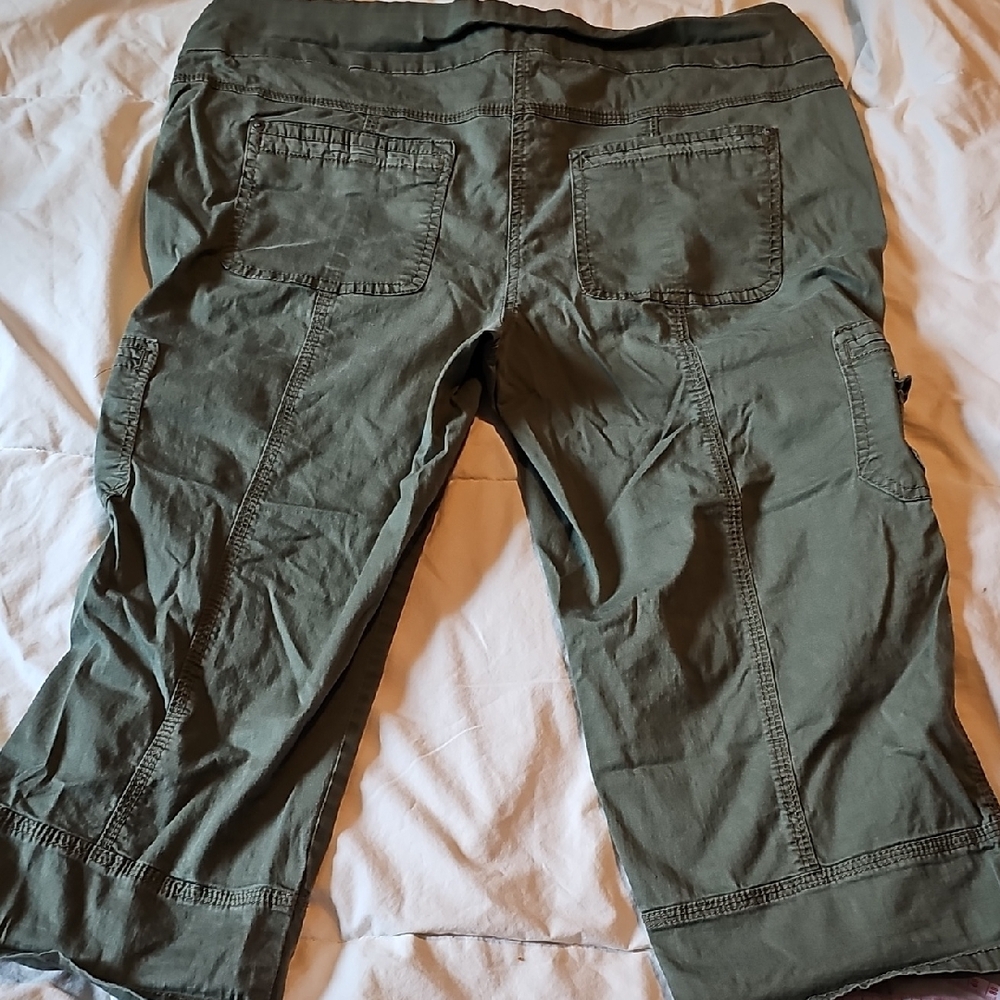 Olive Green Women's Cargo Shorts - Picture 2 of 2